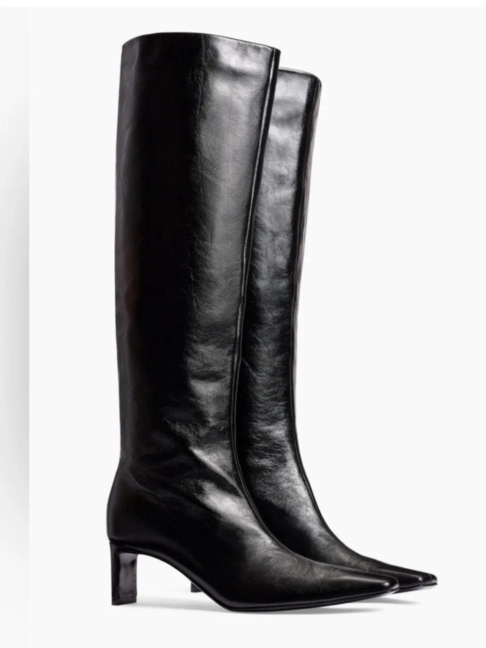 Khaite Ona Knee High Boots Black Leather - size 40EU